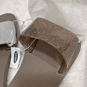Old Navy Taupe Glitter Slide Sandals